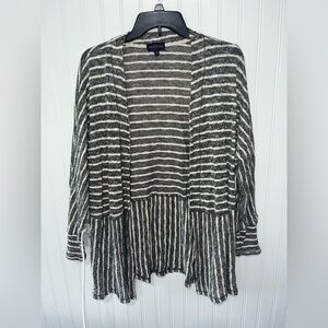 Artesia size small open from flowy sleeve cardigan gray and off white stripe